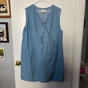 Casual Blue Denim Sleeveless Dress